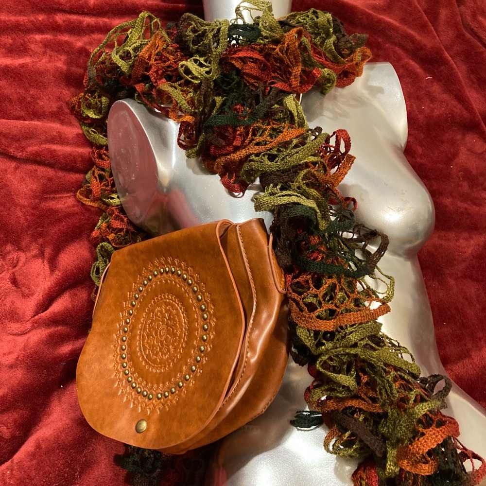 Boho Purse and Chunky Knit Scarf Lot of 2